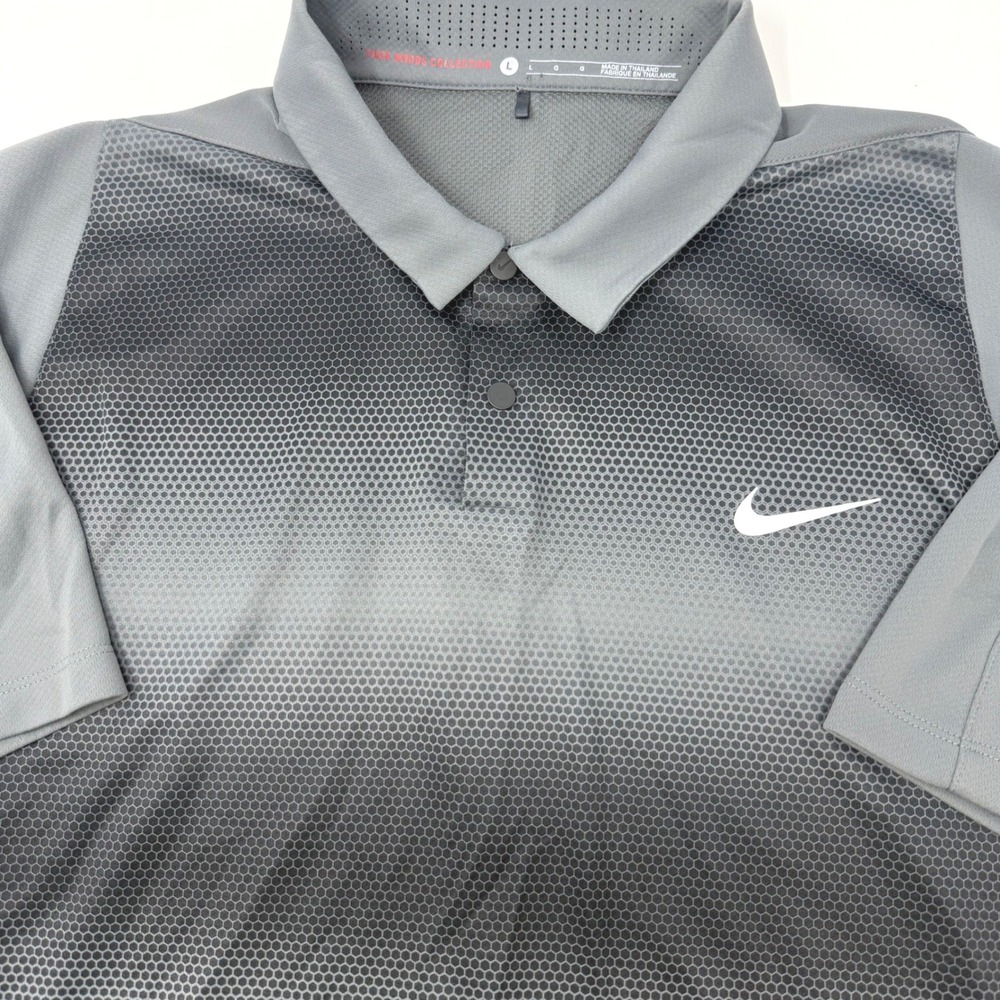 Nike Tiger Woods Collection Mens Large Grey Hexagon Gradient Golf Polo